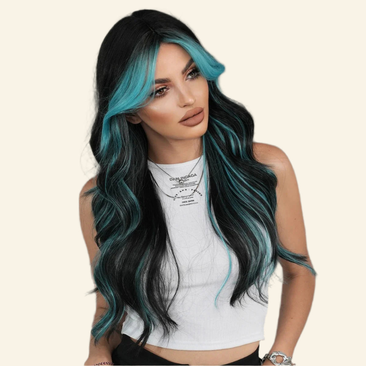 Teal Vortex Synthetic Wig